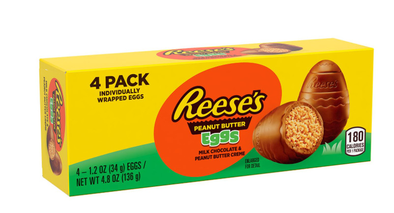 REESE'S Milk Chocolate Peanut Butter Creme Eggs Candy, Easter, 1.2 oz Box (4 Pc)