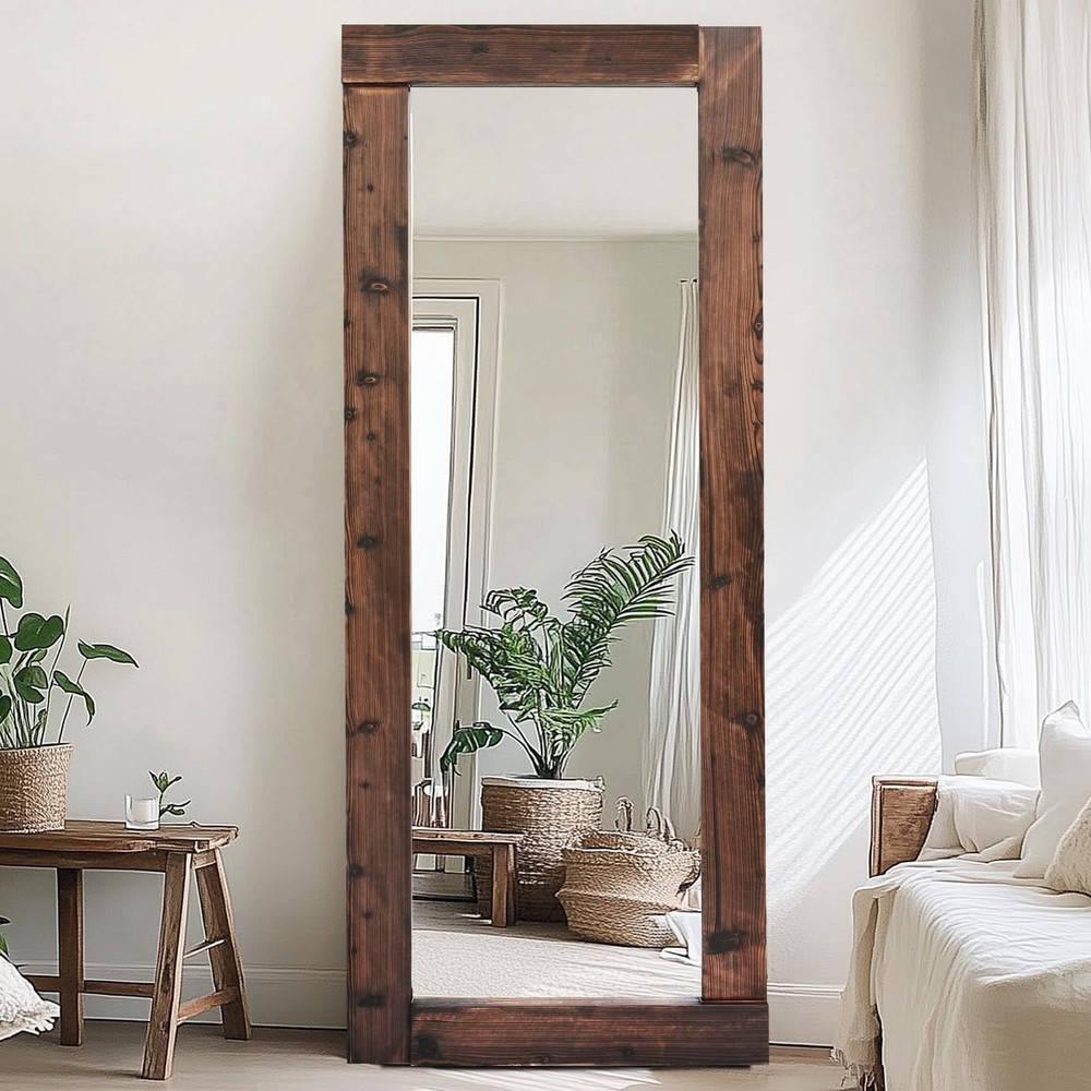 Full Length Mirror 65"x24" – Solid Wood Frame, HD Tempered Glass, Wall Mounte...