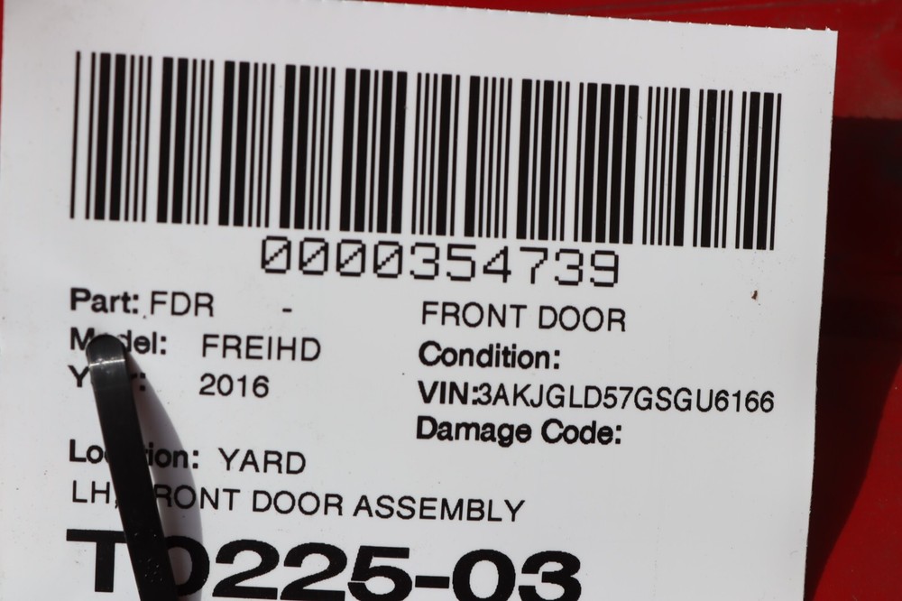 2013-2020 FREIGHTLINER CASCADIA 125 EVOLUTION LEFT DRIVER DOOR SHELL RED OEM