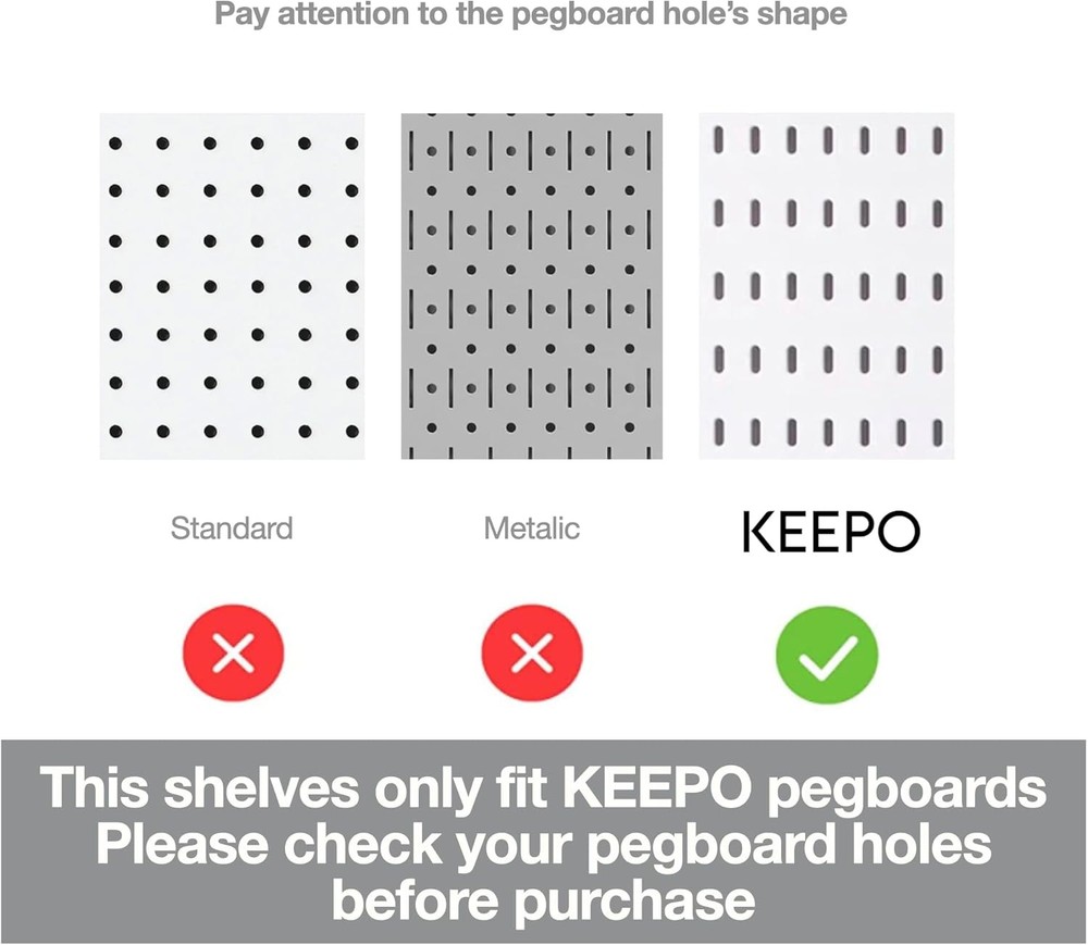 Keepo Peg Board Organizer Accessories, With Small to Medium, White