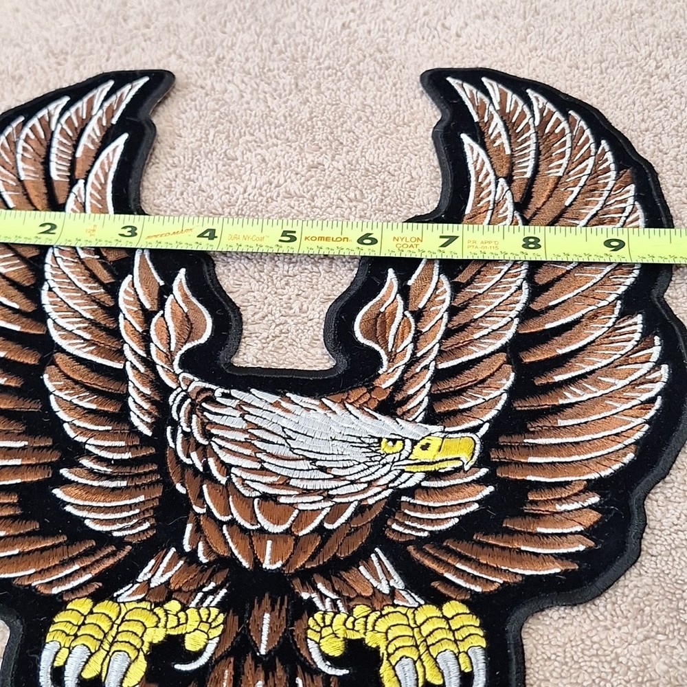 Eagle Biker Patch Large Embroidered Iron On 11" x 9.5"