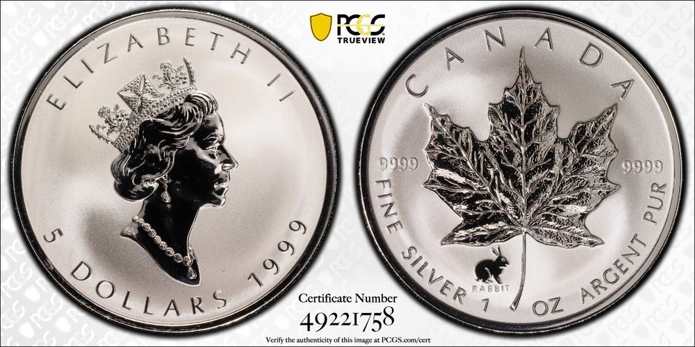 1999 Canada $5 ML Rabbit Privy Silver Coin PCGS SP69