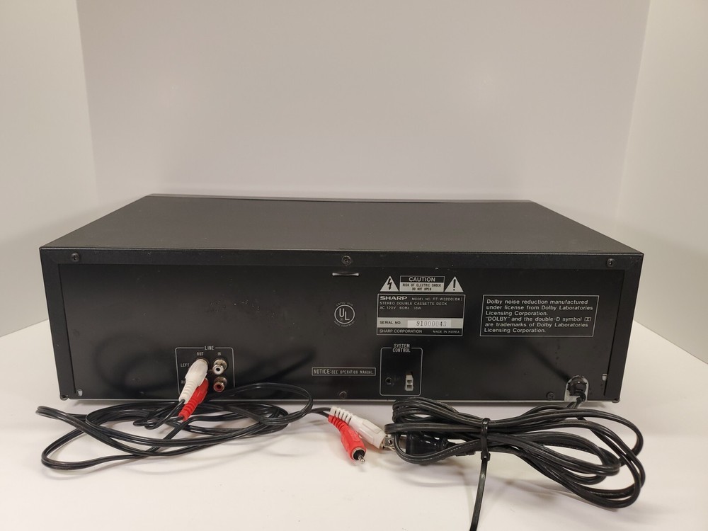 Sharp RT-W3200 Stereo Double Cassette Deck Tested No Remote