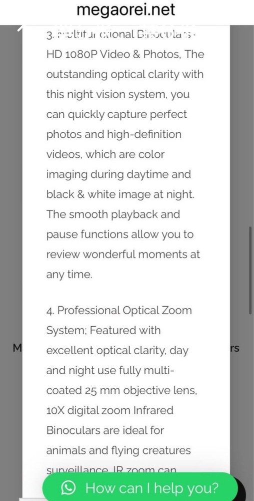 Megaorei B2 1080p Night Vision Binoculars