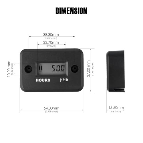 Self Powered Digital/LCD Digital Hour Meter Built-in Battery Waterproof ABS