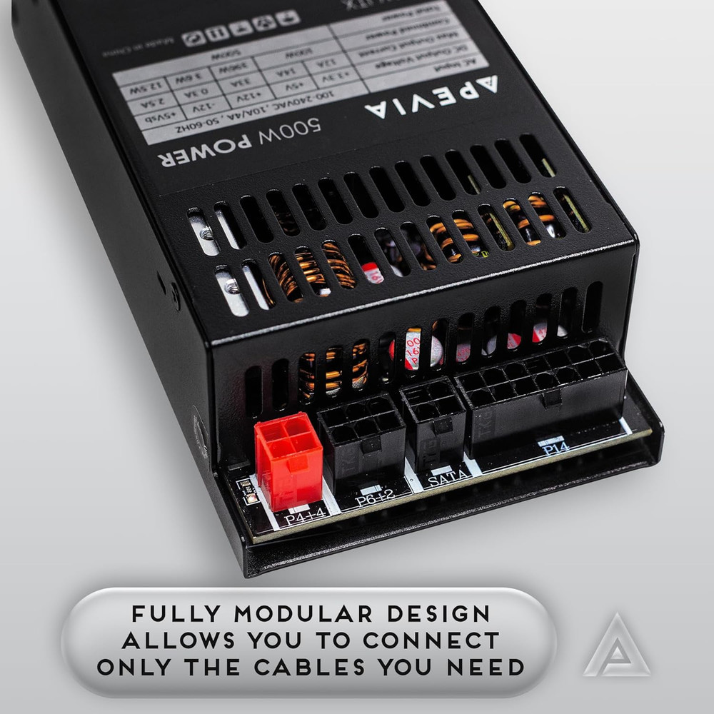 500W Fully Modular Mini ITX/Flex ATX Power Supply - Efficient Compact Design