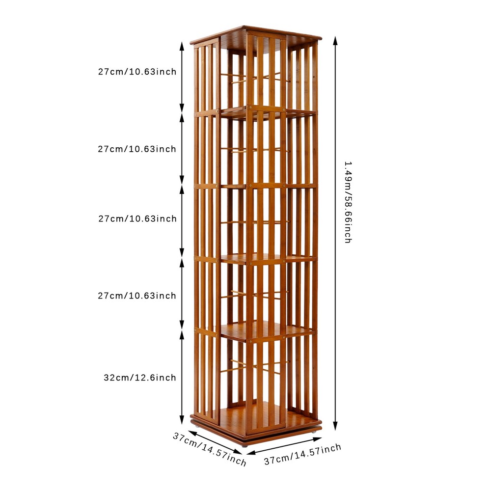 5-Tier Rotating Bookshelf – Stylish Floor Standing Book Storage Solution