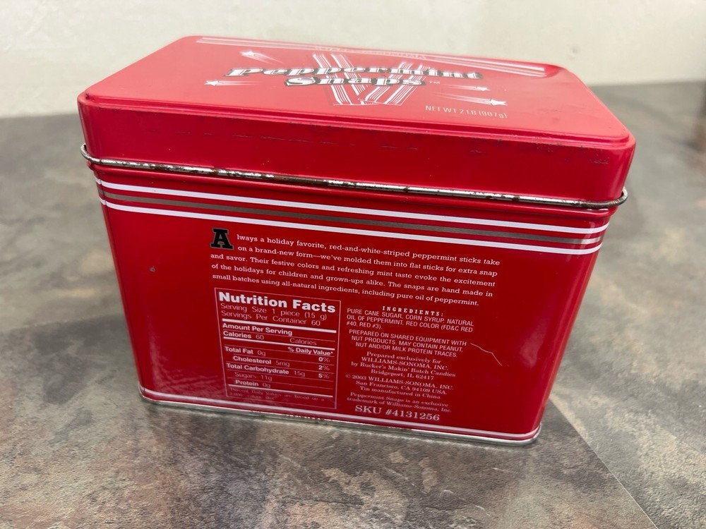 WILLIAMS-SONOMA PEPPERMINT SNAPS TIN CAN (WBP003972)
