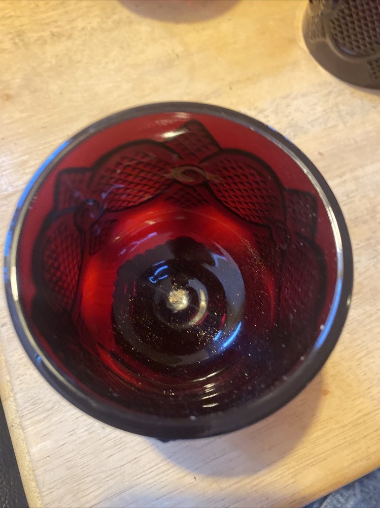 Vintage AVON Ruby Red Cape Cod Footed Juice Water Glasses 8oz 6 Available