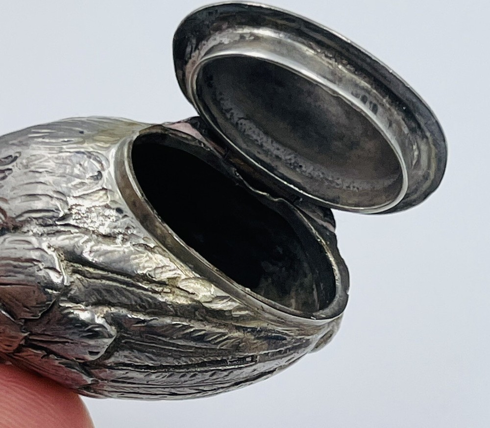 Antique German 800 Silver Figural Bird Pill Box