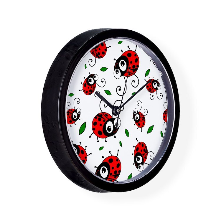 CafePress Cute Ladybug Pattern 10" Wall Clock (1160816344)