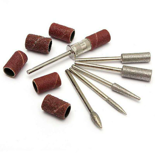 6pcs Nail Tips Drill Cone Bits File for Drill Machine Buffer Tool Pedicure Kits