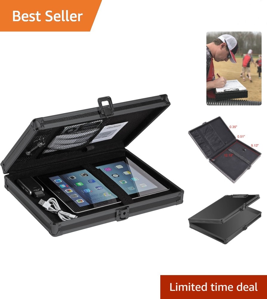 Vaultz Tactical Black Locking Clipboard - Secure Storage for Documents and iPads