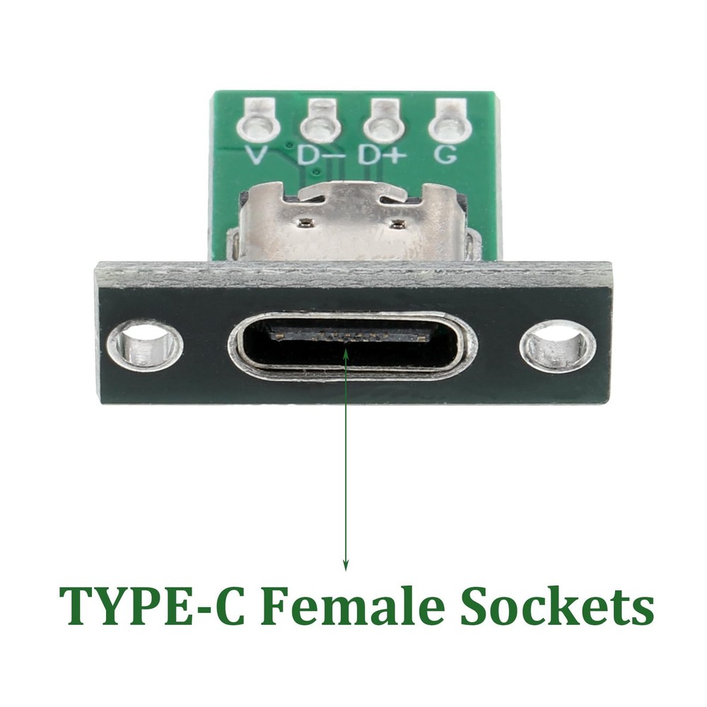10 Pcs USB C Panel Mount Connector DIY Type C Female Socket Green