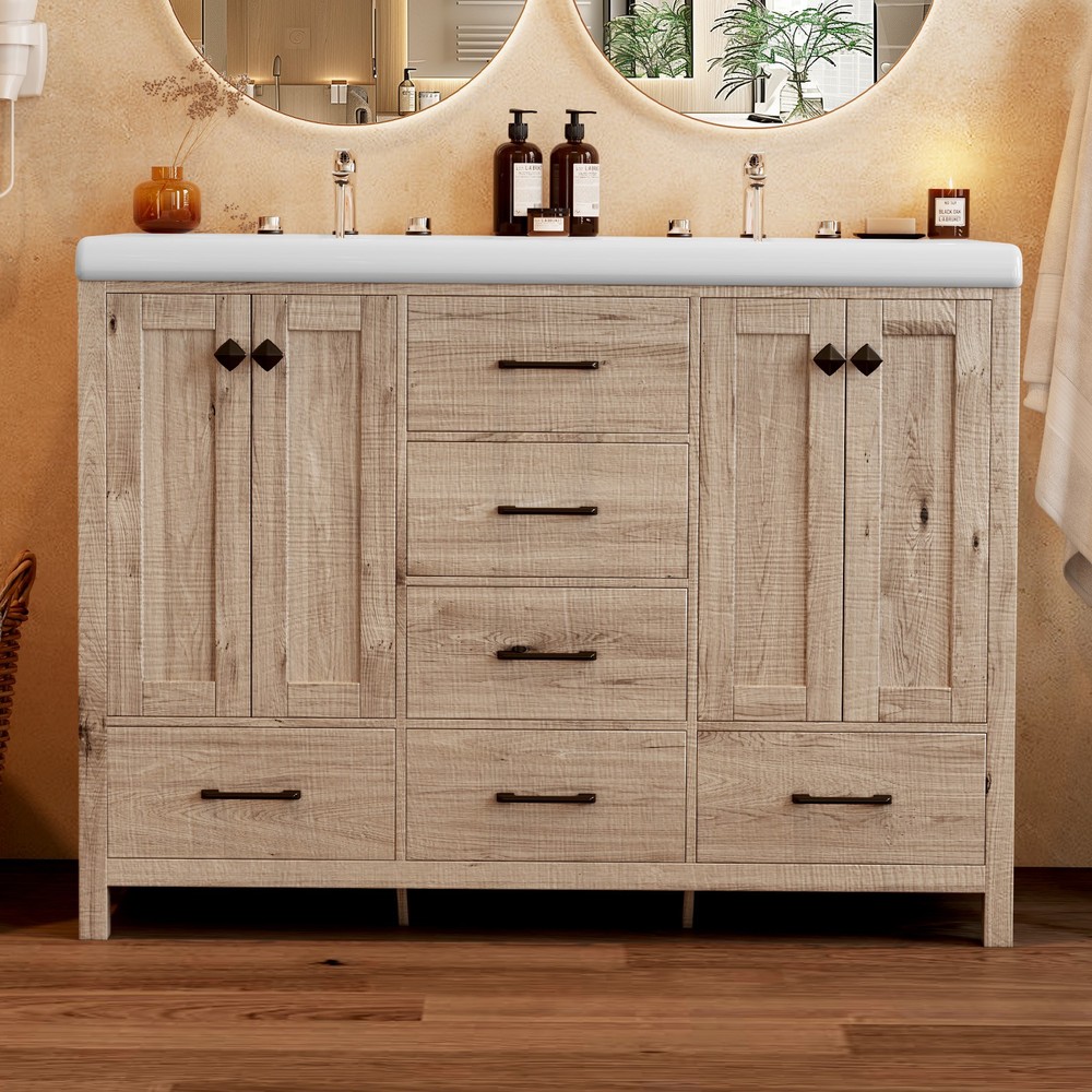 Modern Bathroom Vanity with Double Ceramic Sink Large Bathroom Vanity Cabinet