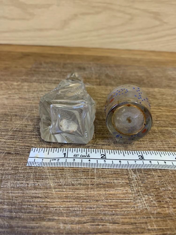 2 Vintage Antique Glass Perfume Bottles