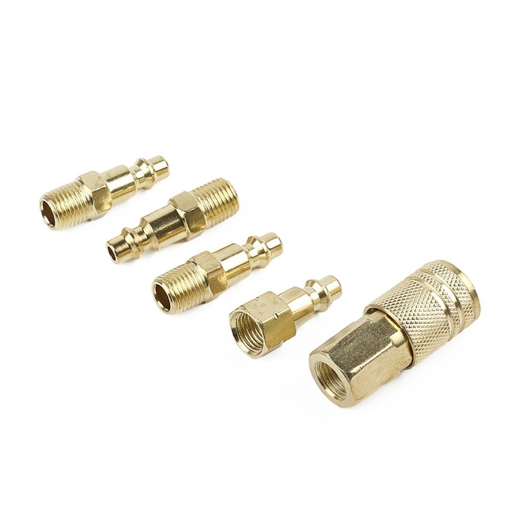 Sturdy Brass Quick Coupler Air Hose Connector Set for Compressor 5 Pcs Pack