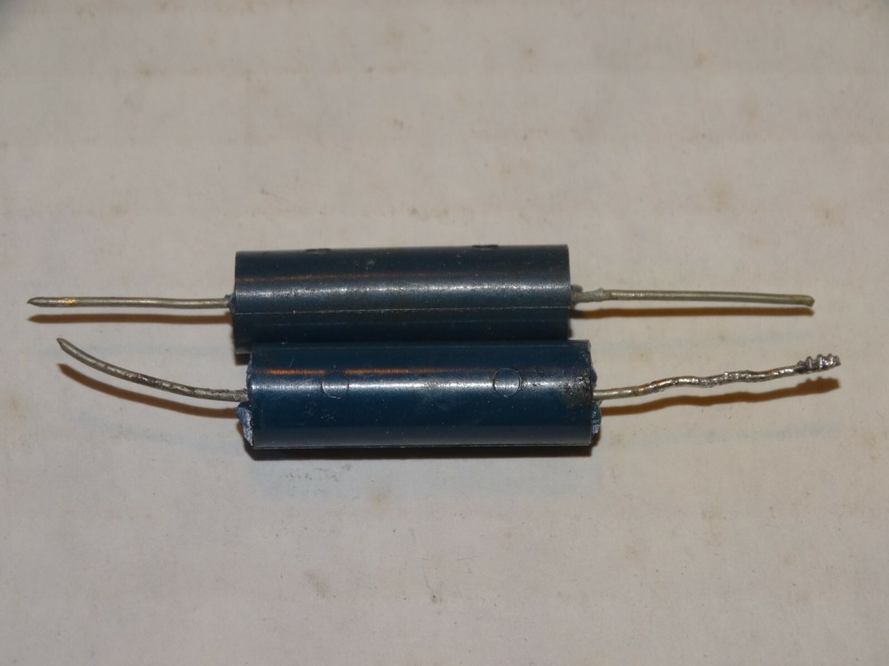 2 - Vintage Blue Molded Ajax .022 200v Tone Capacitor Pulls (2 Pair Available)