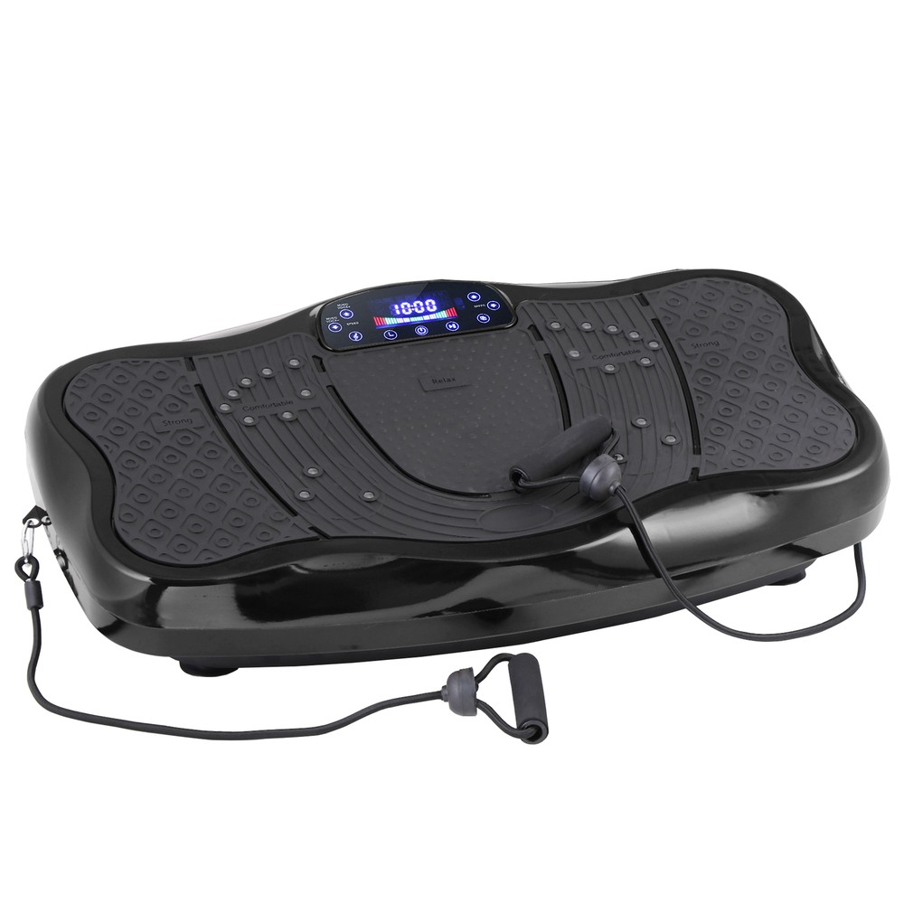 Waver Vibration Plate Exercise Machine Full Body w/Loop Bands for Training Black
