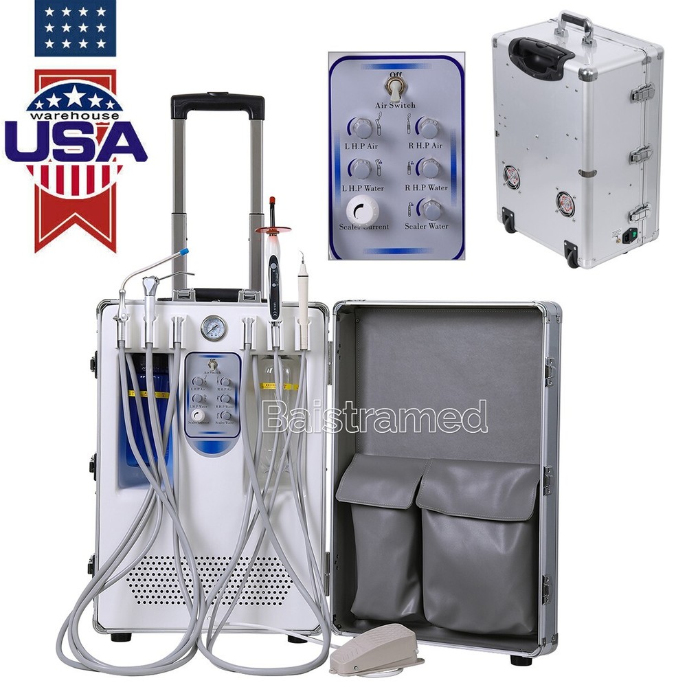 Portable Dental Mobile Delivery Unit+Curing Light+Scaler Compressor 4Hole /Chair