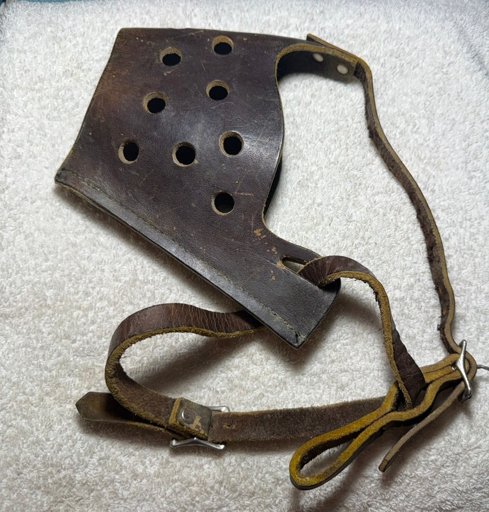 Vintage Thick Leather Dog Muzzle Large - XLarge adjustable strap