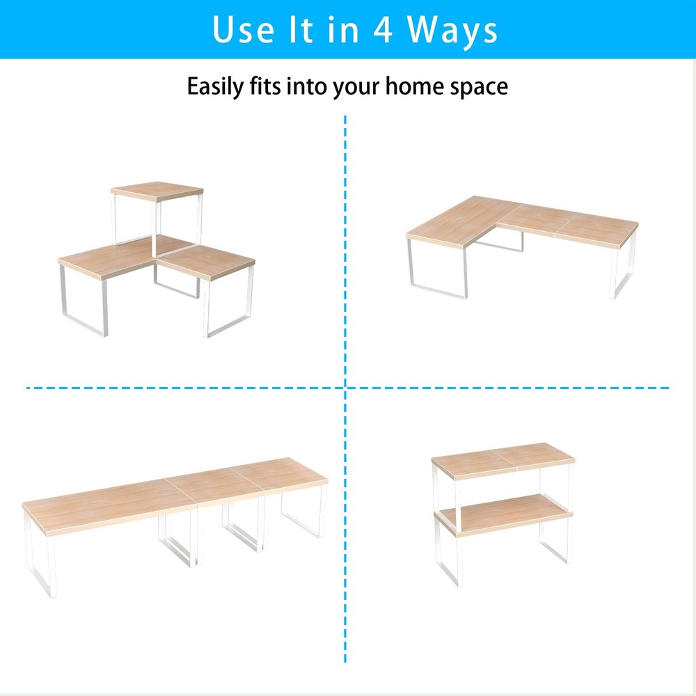 Countertop Organizer Corner Shelf, 2 Tier Adjustable Stackable Corner Shelves...