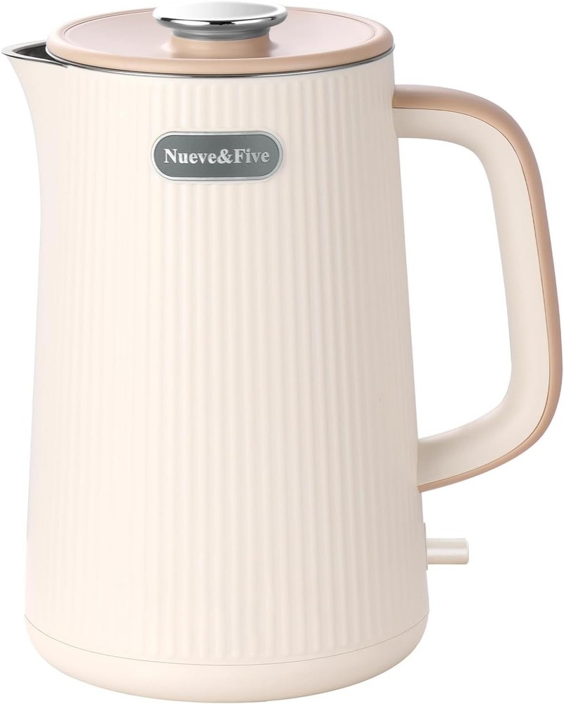 Nueve&Five 1.7L Large Electric Kettle,Double Wall Big Tea White