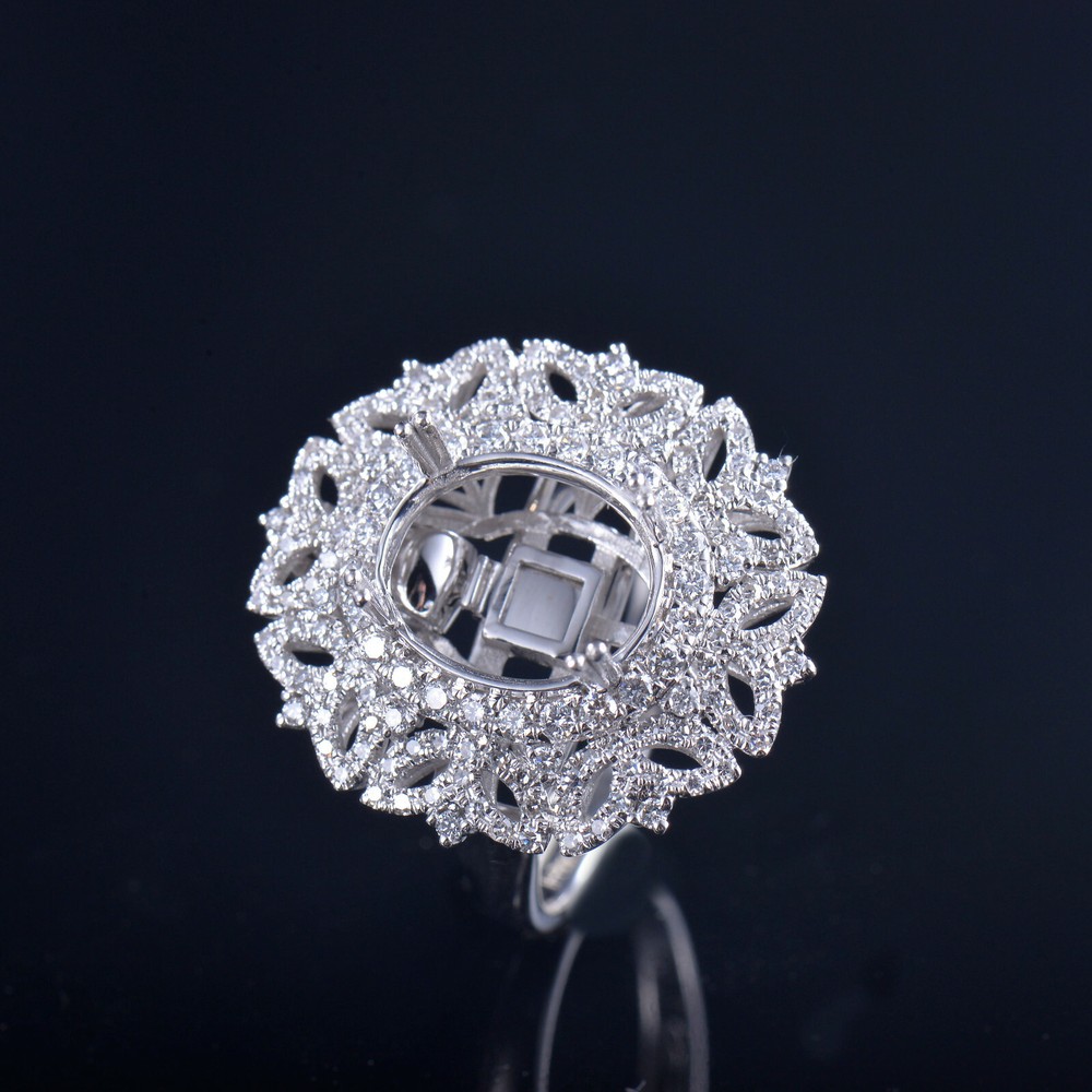 Solid 14K White Gold Natural Diamond Semi Mount Dual-purpose style Ring Setting