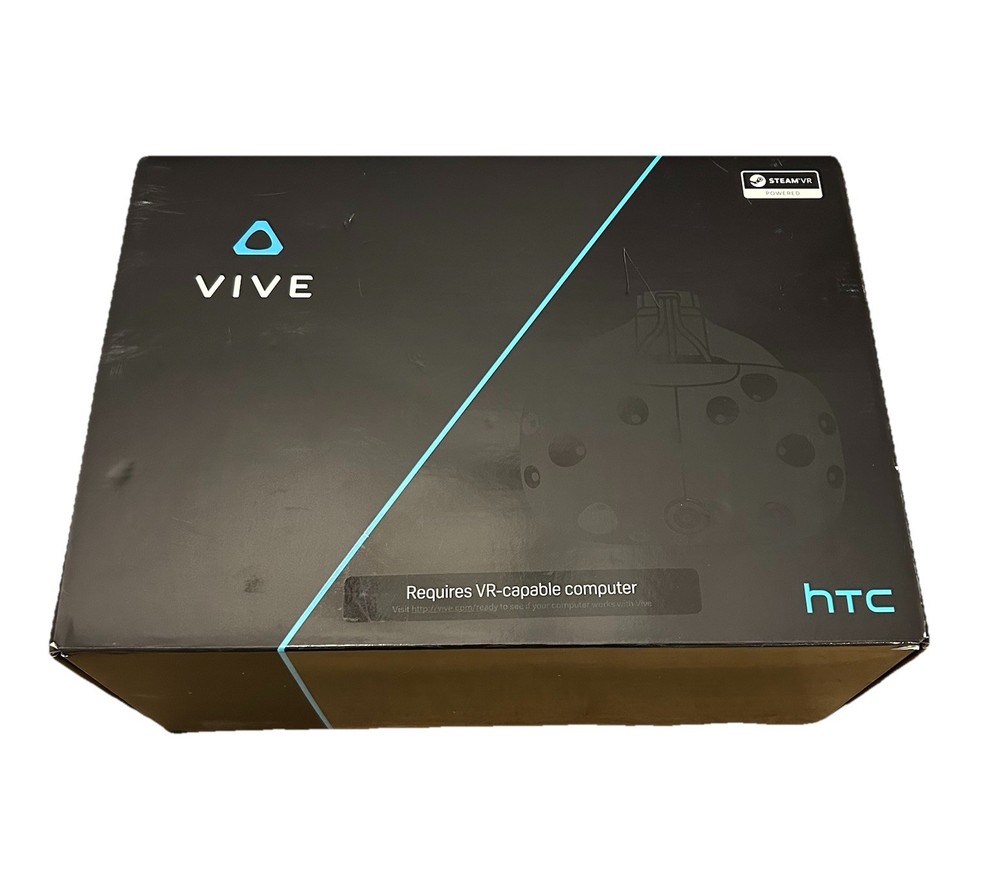 HTC Vive VR Headset System PC-Based Steam Powered W/Deluxe Audio Strap & Stands