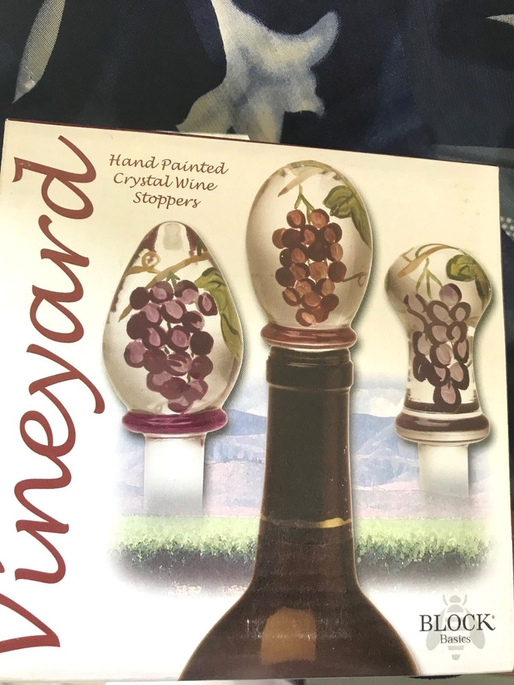 3 Crystal Handpainted Wine Stoppers (Set)