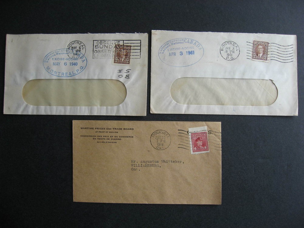 Canada 3 WWII OHMS perfin covers, check them out!