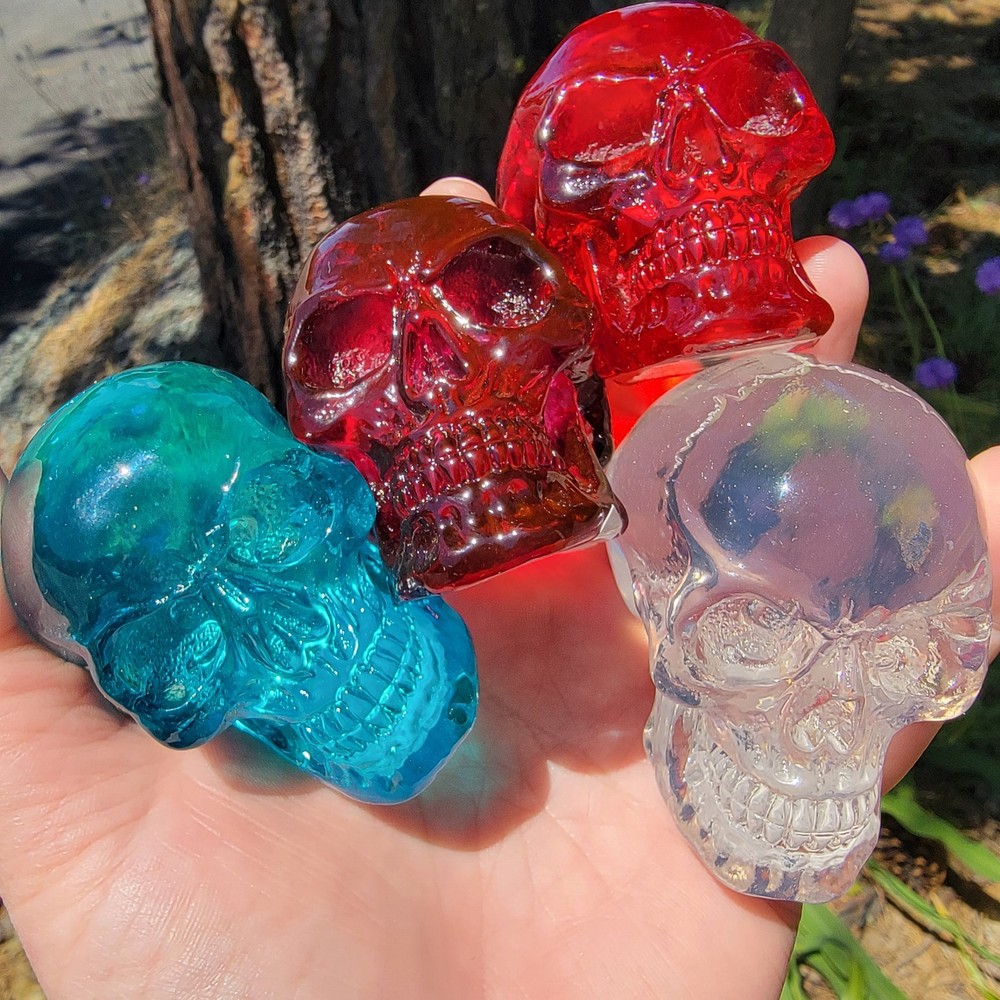 4 Piece Mini Translucent Resin Skull Set