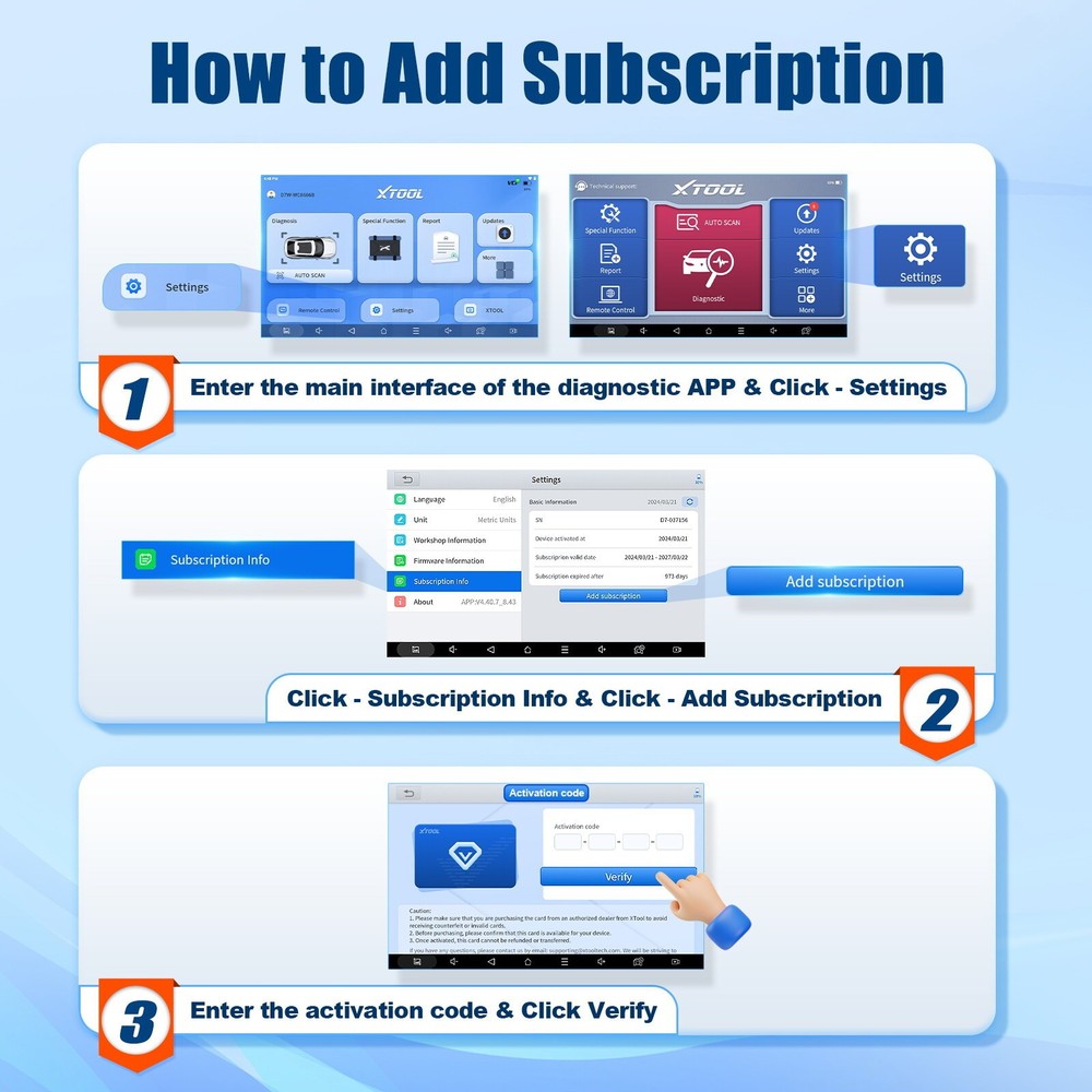 XTOOL Software Upgrade Subscription Annual Card For D7/D8/D9 X100MAX/PAD ,etc