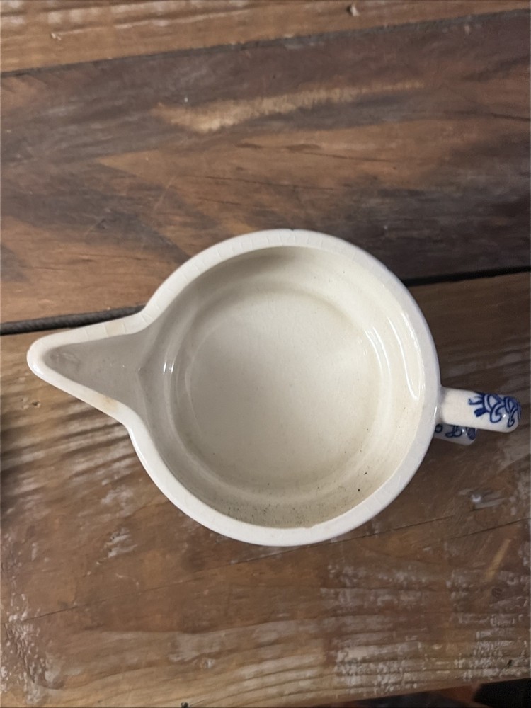 Vintage Stackable Creamer And Sugar Bowl Blue Pattern Unmarked