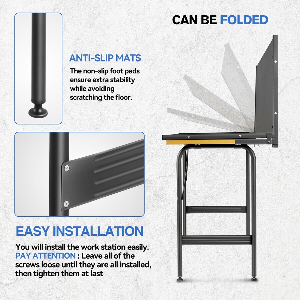 330lbs. 46'' Work Table w/Pegboard Pegboard Wood Tool Bench Heavy Duty Workbench