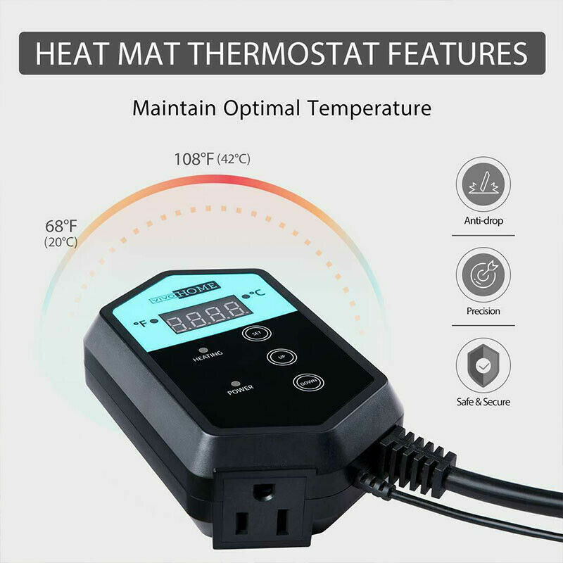 Digital Heat Mat Thermostat Controller for Seed Germination, Reptiles, etc..
