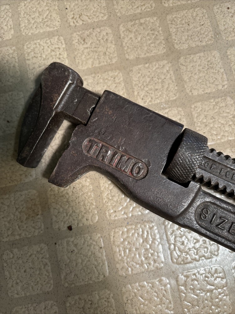 VINTAGE Tools TRIMO TRIMONT Adjustable Wrench w/ Wood Handle Size 12"