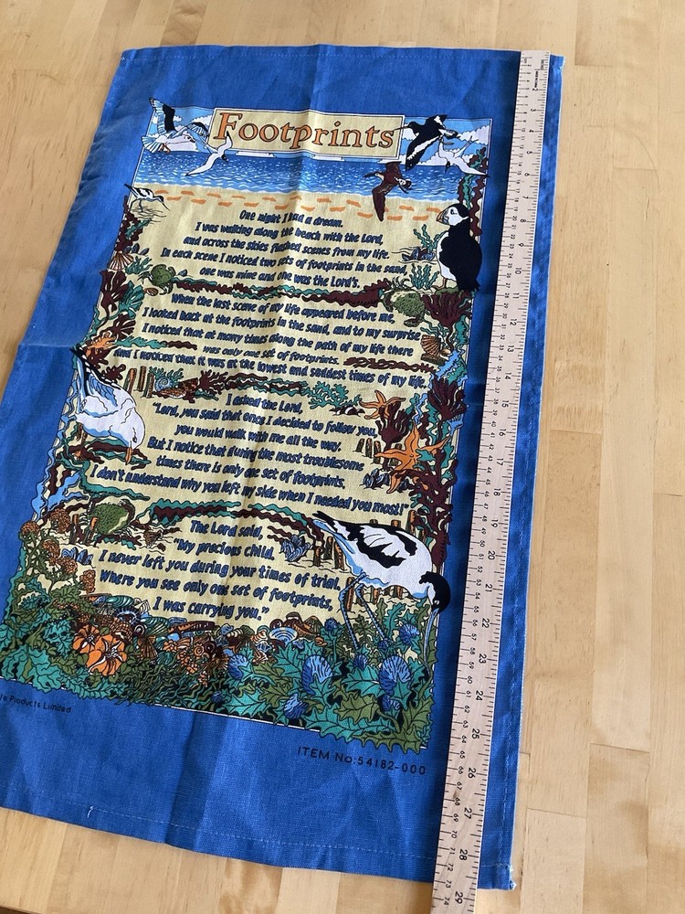 Footprints Elgate Poem Kitchen Towel Blue Beach