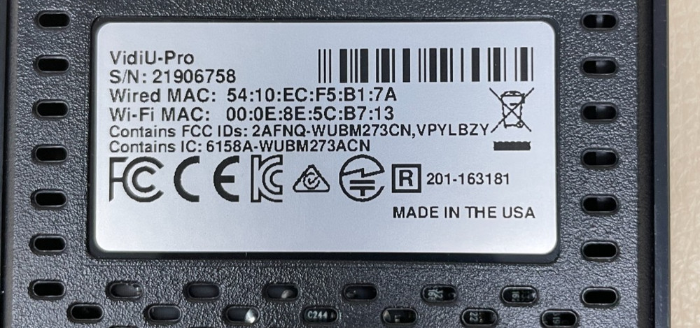 Teradek VidiU Pro Streaming Device H.264 Web Encoder Power Supply Included