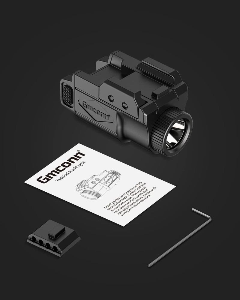 Gmconn 700 Lumen Pistol Light, Compact Adjustable Rail Mounted Flashlight Mini W