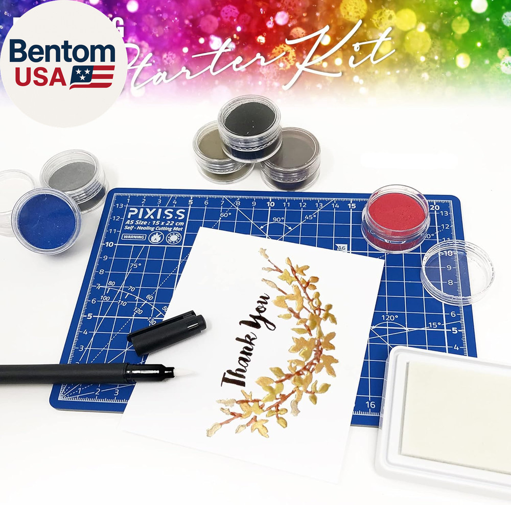 Embossing Kit with Heat Tool Bundle, Embossing Powders, Complete Embossing Start