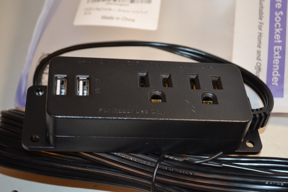 Furniture Socket Extender/Outlets/Power Distrubution Flat Plug Dual USB & 2-outl