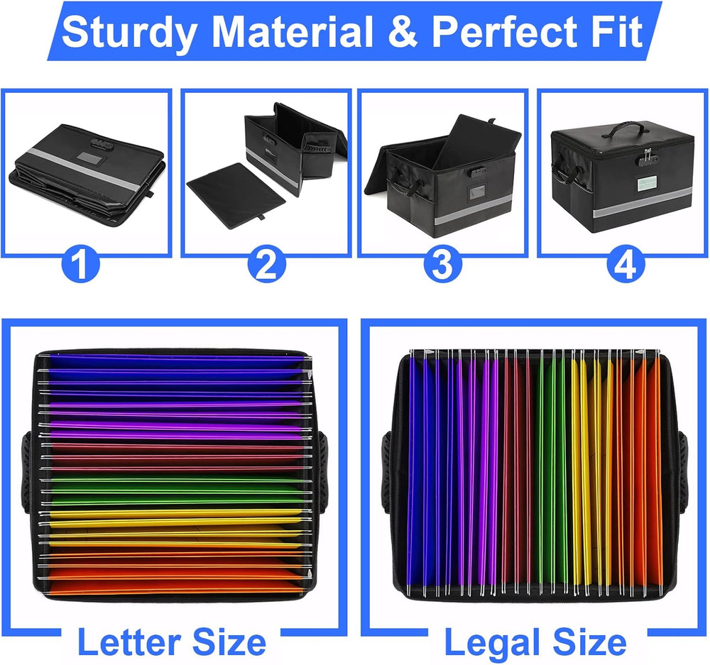 File Organizer, Fireproof File Box with Lids, Important Document Organizer Bo...