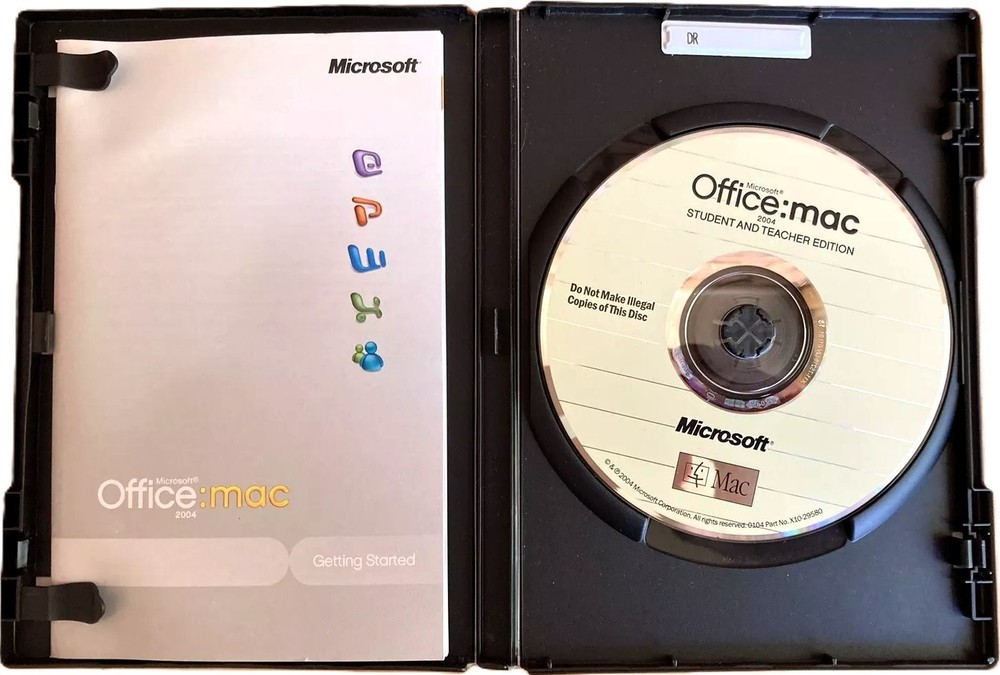 Microsoft Office 2004: Student/Teacher Ed. - MAC software w/ 3 keys +manual, VG+