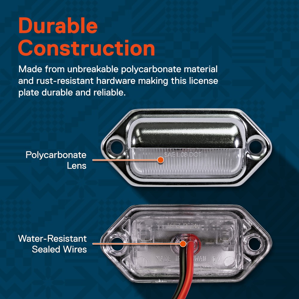 Chrome 12V DC DOT LED Courtesy/Step Trailer License Plate Tag Light