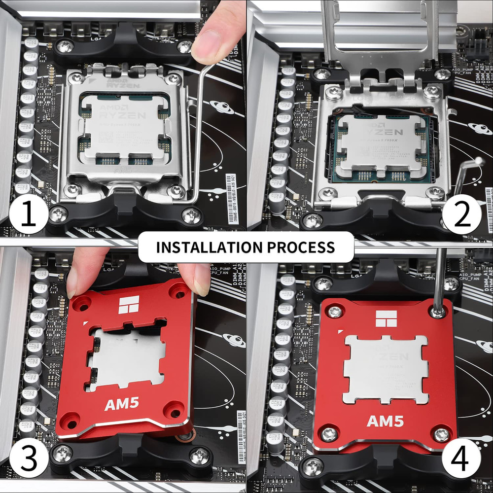 ASF-RED AM5 CPU Holder, Corrective Anti-Bending Fixing Frame, Full-Fit Fixed Non