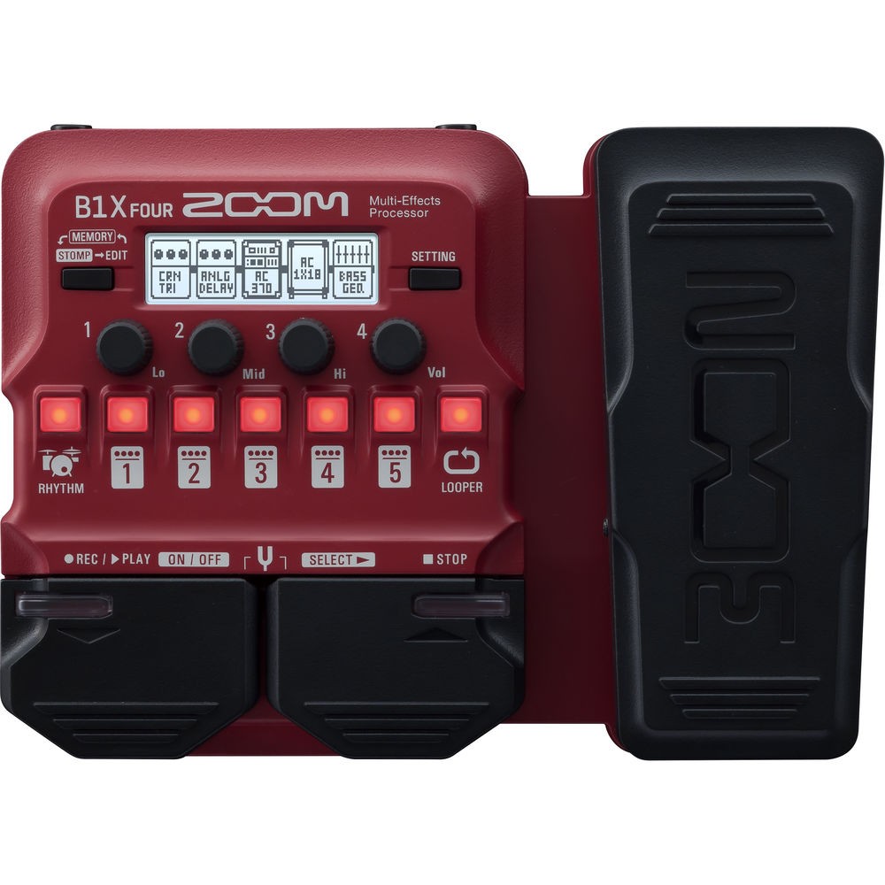 Zoom B1X FOUR Bass Multi-Effects Processor with Expression Pedal, With 70+