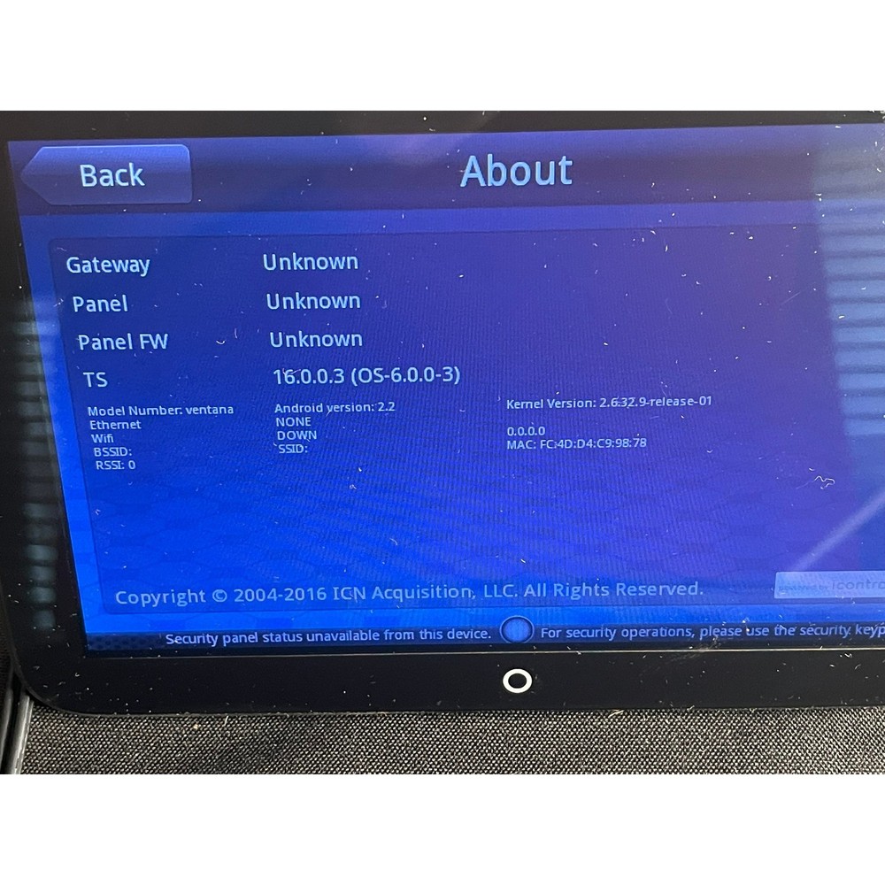 Netgear ADT Pulse Home Security Screen HSS101 HS101ADT-1ADNAS Touchscreen Panel