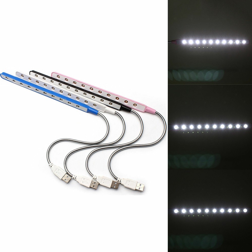 USB LED LIGHT / 10-LED's / FLEXIBLE LAMP / READING LIGHT color ( SILVER )