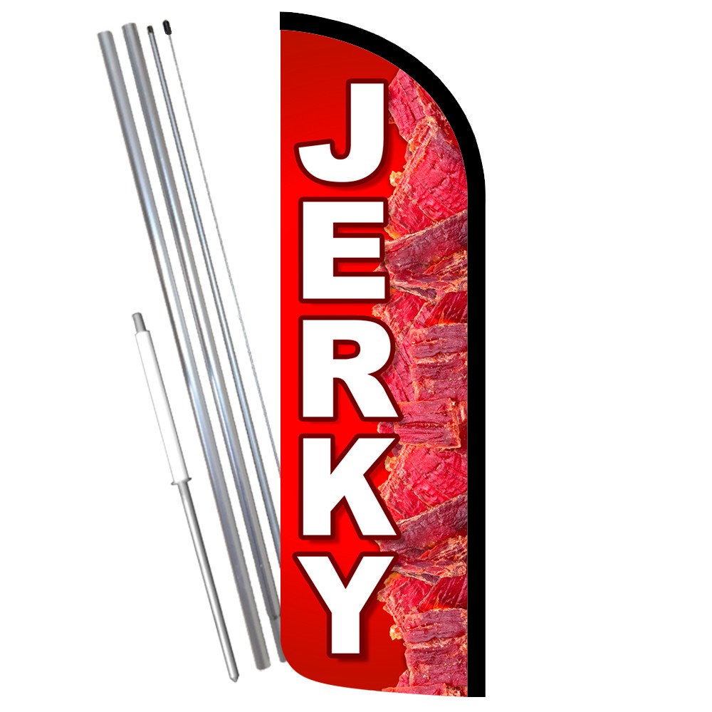 JERKY Premium Windless Feather Flag Bundle (Complete Kit) OR Optional Replacemen